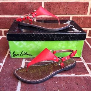 Sam Edelman Womens Leather Greta Sandals RED